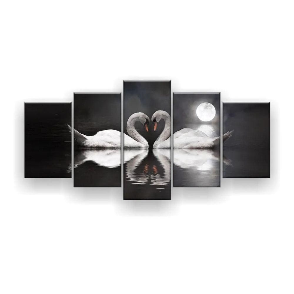 Quadro Decorativo Cisnes Apaixonados 129x61 Sala Quarto