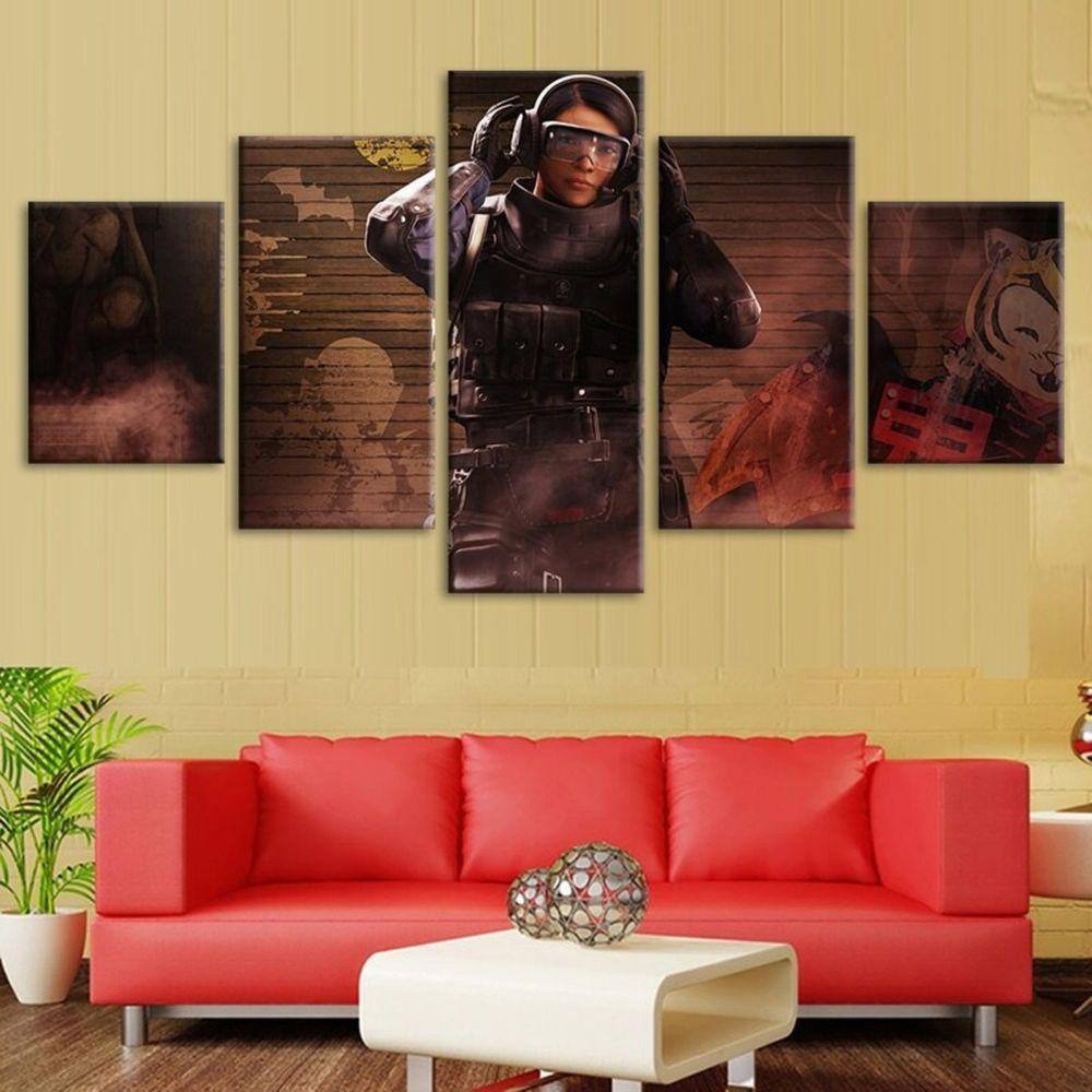 Quadro Decorativos Rainbow Six com 5 peças 130x65 4