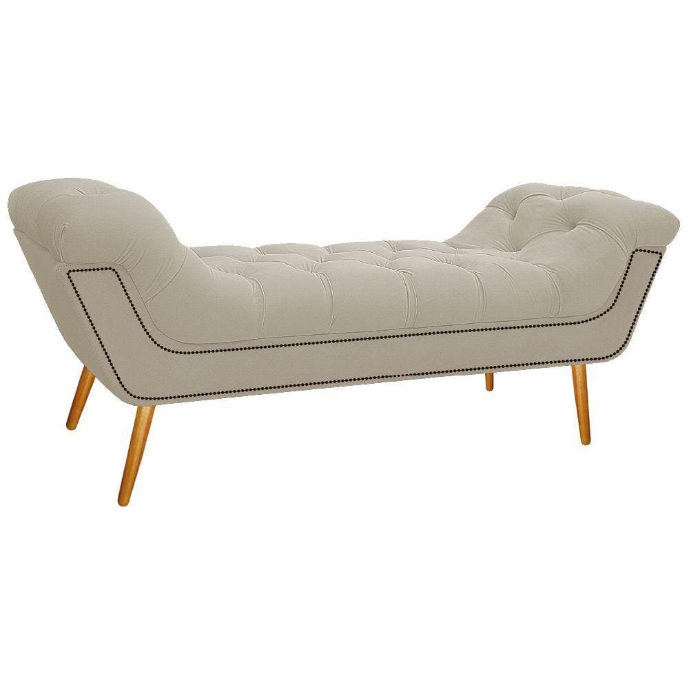 Calçadeira Estofada 140 Cm Casal Suede Bege