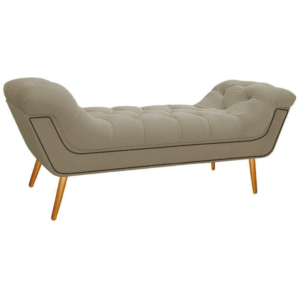Calçadeira Estofada 160cm Queen Size Linho Bege
