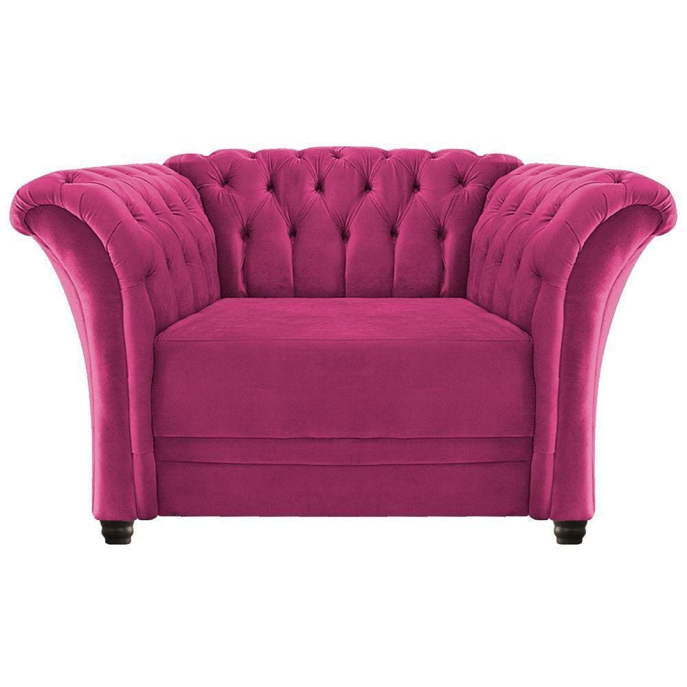Poltrona Decorativa Chesterfield Sofia Suede Pink