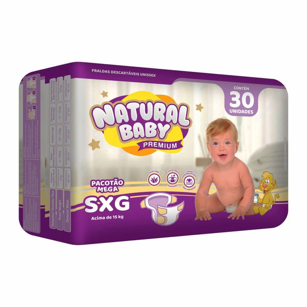 Fralda Inf Natural Baby Mega Premium Sxg C/30