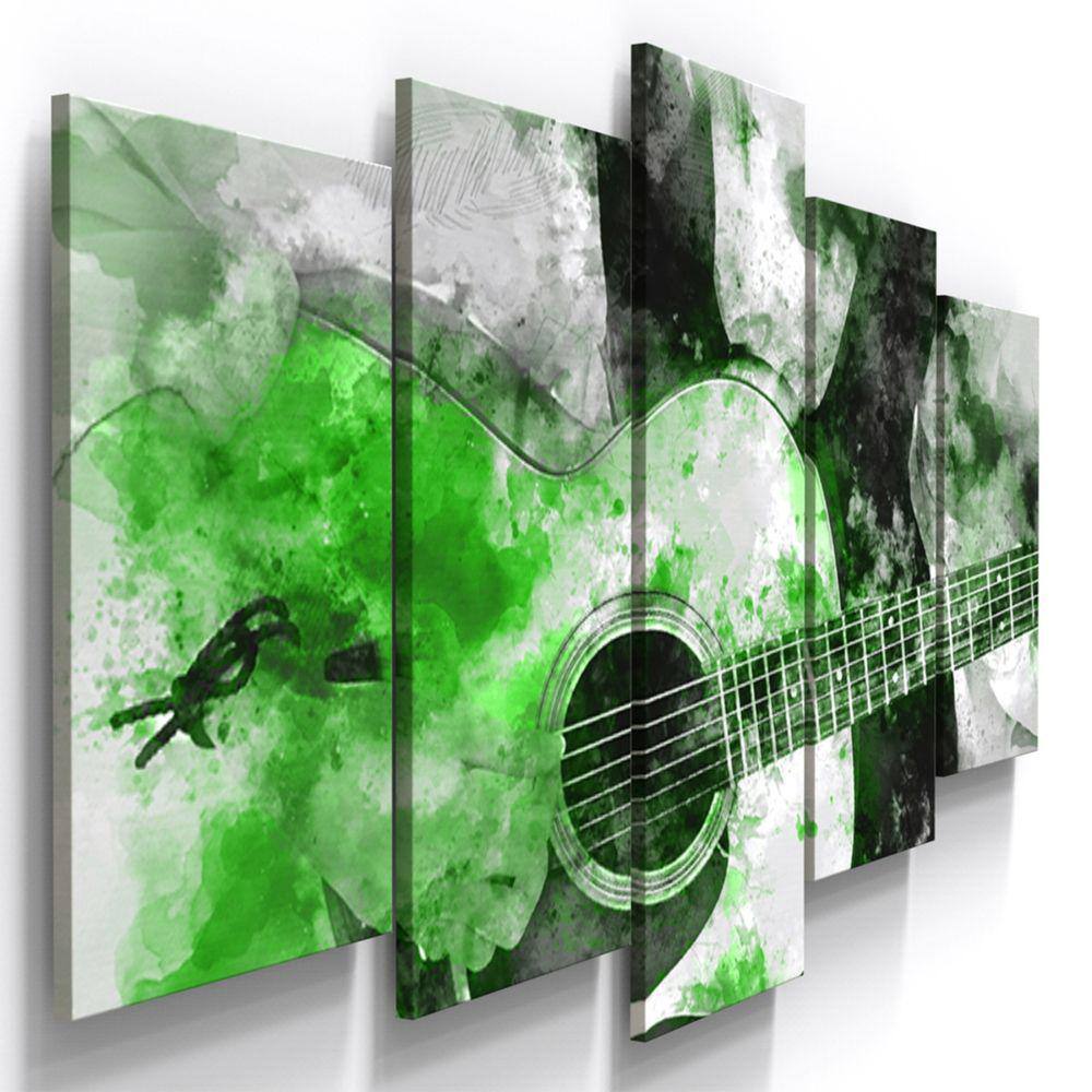 Quadros Decorativos Violão Verde Musical Sala