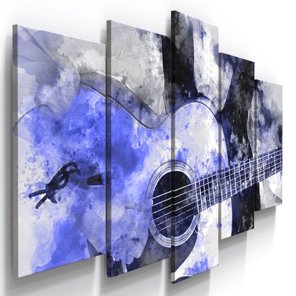Quadros Decorativos Violão Azul Musical Sala Quarto