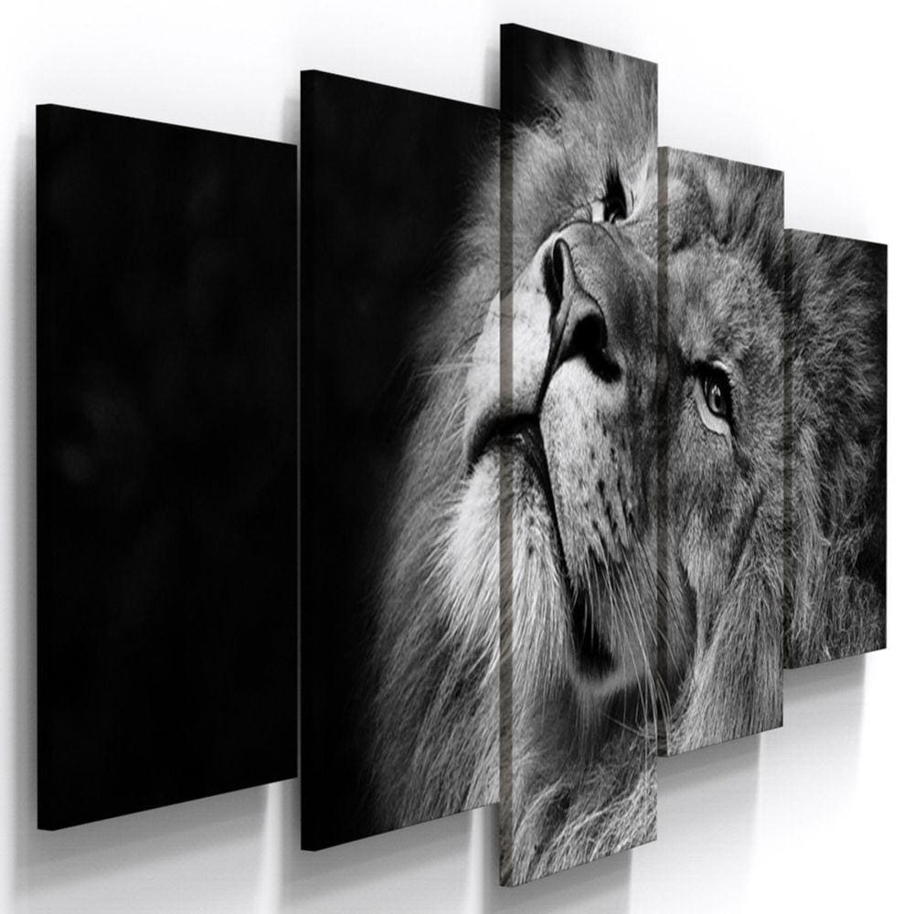Quadros Decorativos Leão Judá Preto Branco Quarto