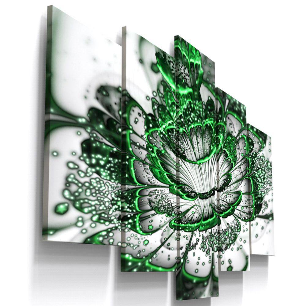 Quadros Decorativos Flor Digital Verde Sala Quarto