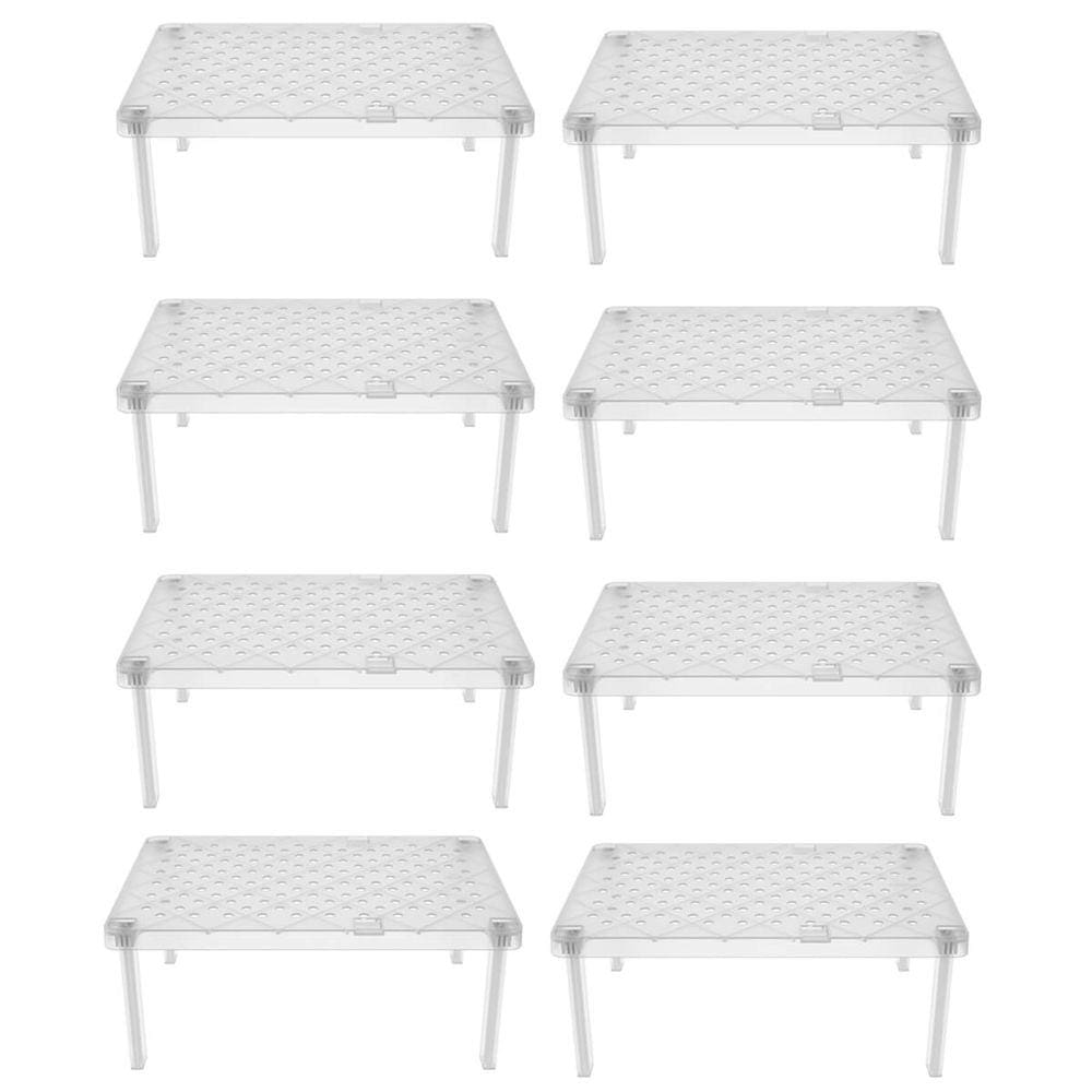 Kit 8 Organizadores Para Armário Prateleira Empilhável Multiuso Natural Ou