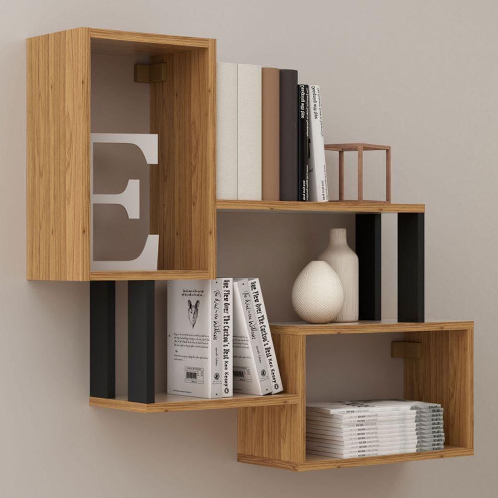 Prateleira Industrial 2 Prateleiras 100% Mdf Freijó/preto Fosco F25 - Pradel
