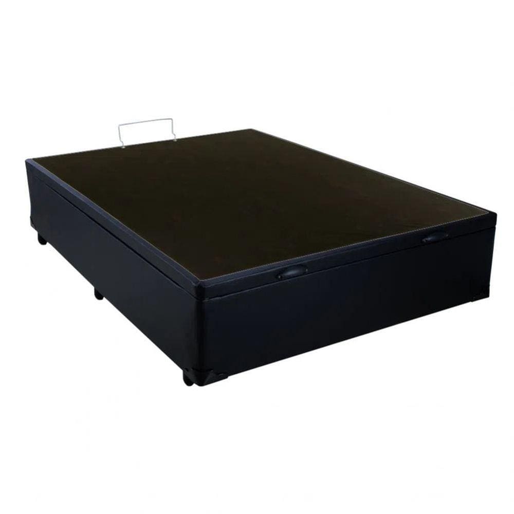 Cama Box Baú Casal Industrial AColchões Corino Preto 41x138x188