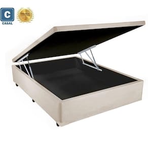 Cama Box Baú Casal Premier AColchões Corino Bege 41x138x188
