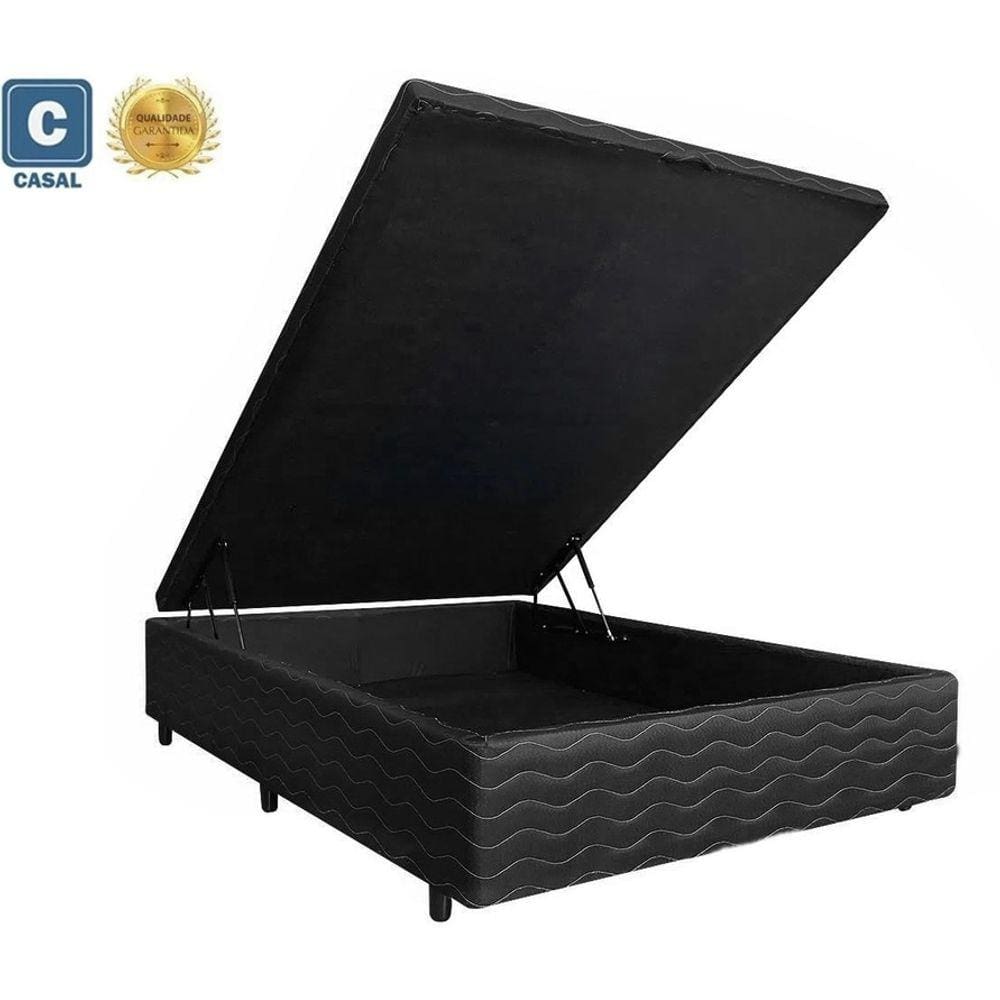 Cama Box Baú Solteiro Gold AColchões Matelado Preto 41x138x188