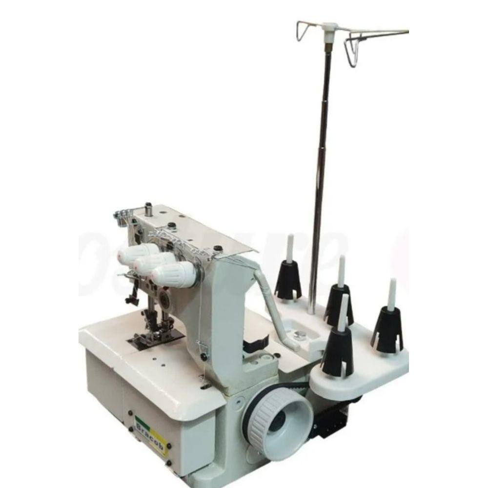Máquina de Costura Galoneira Portátil c/ Motor Acoplado, transporte Simples, 2000 RPM, 3agulhas 4fios, 250w-Bracob- 12 meses de Garantia