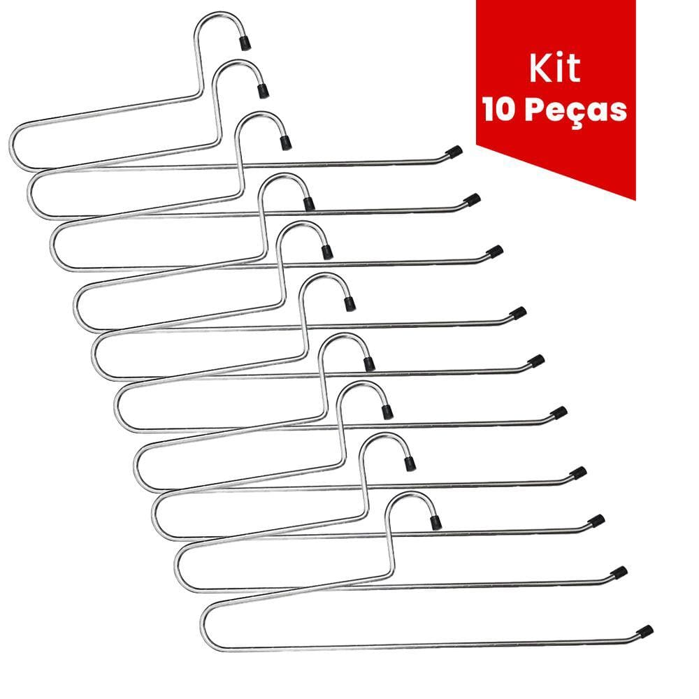 Cabide Para Calça - Kit Com 10 Peças Em Aço Cromado