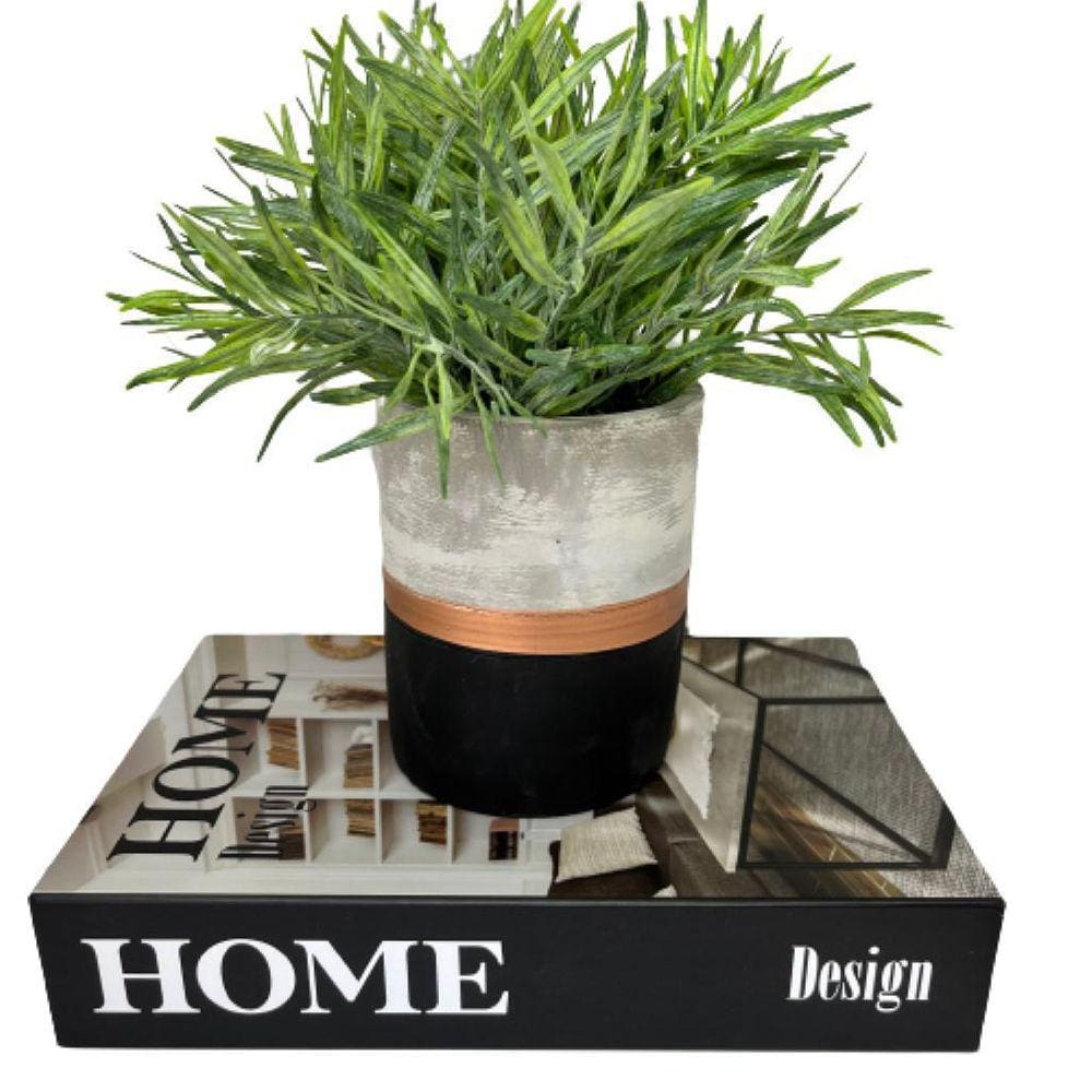 Conjunto decoração livro home + vaso de cimento artesanal