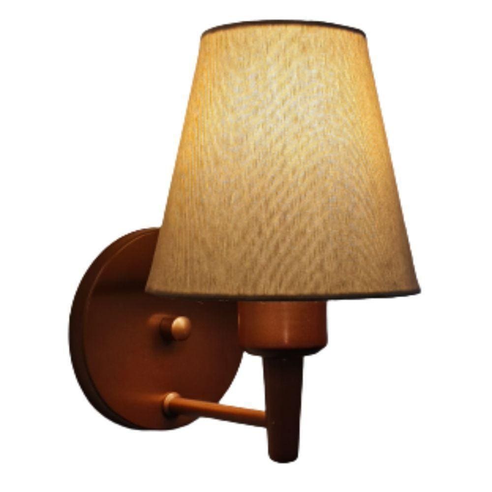 Arandela Cone Md-2004 Base Cobre Cúpula Em Tecido 14/14X07Cm Palha Bivolt