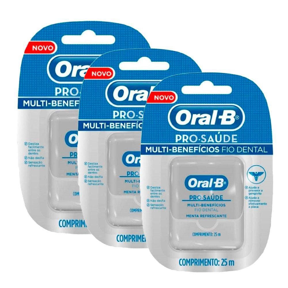 Kit 3 Fio Dental Oral-b Pro Saúde 25m