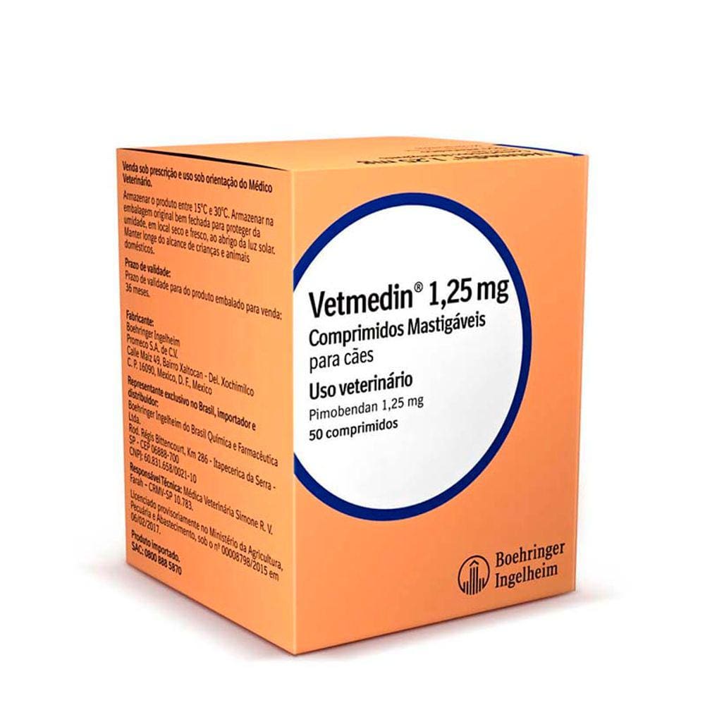 Vetmedin 1,25Mg Com 50 Comprimidos Boehringer