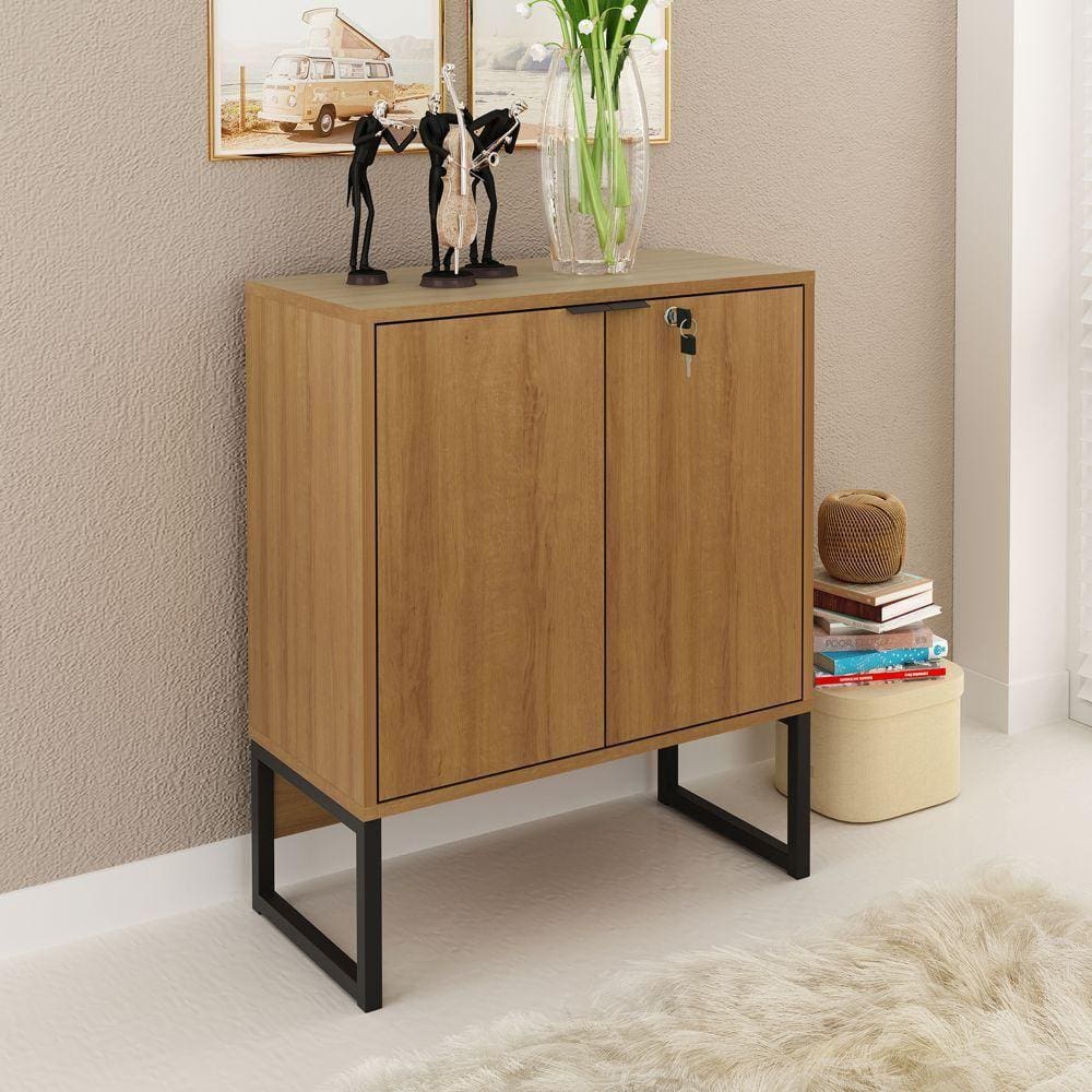 Armário Industrial para Escritório 60cm 2 Portas Amêndoa/Preto com Chave ME4154 - Tecno Móbili