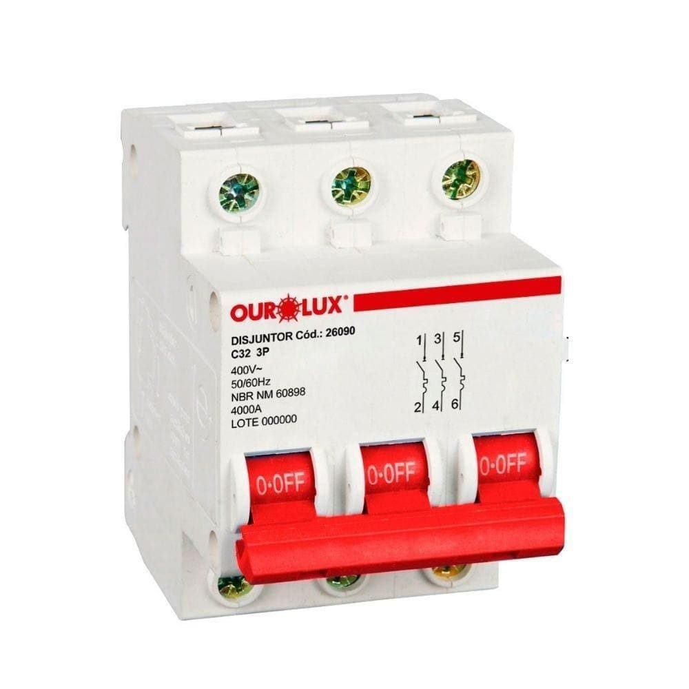 Disjuntor Ourolux Din, 3P, 32A, Curva C