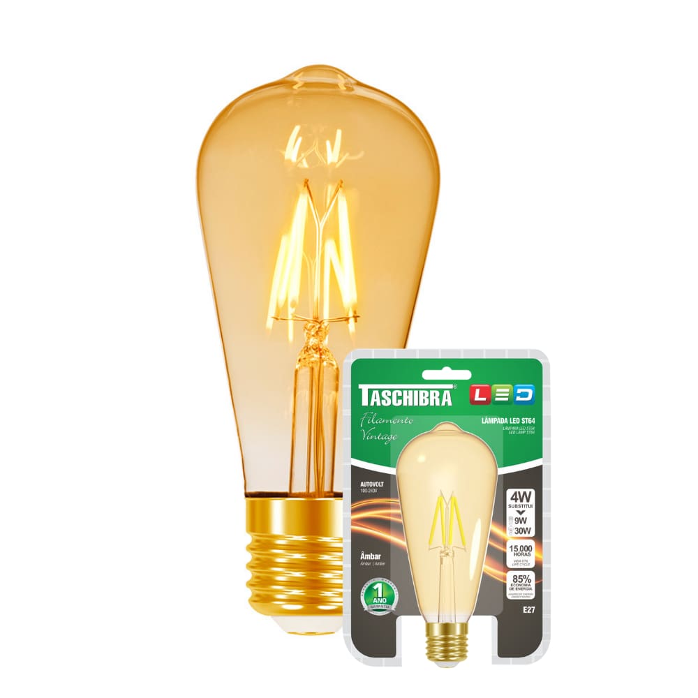 Lâmpada Led Filamento Vintage ST64 Taschibra E27 Bivolt