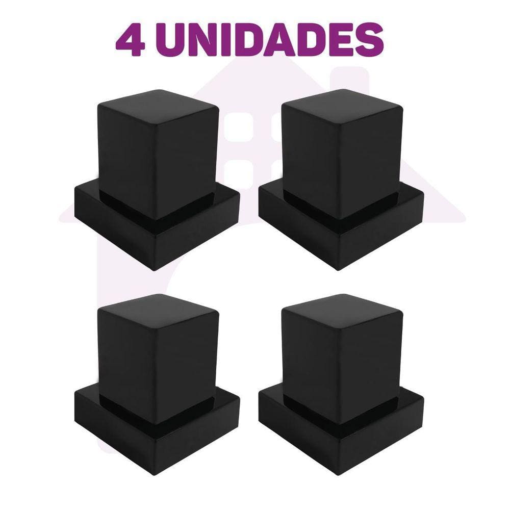Acabamento Quadrado Preto Pressão Padrão Deca Kit Com 4