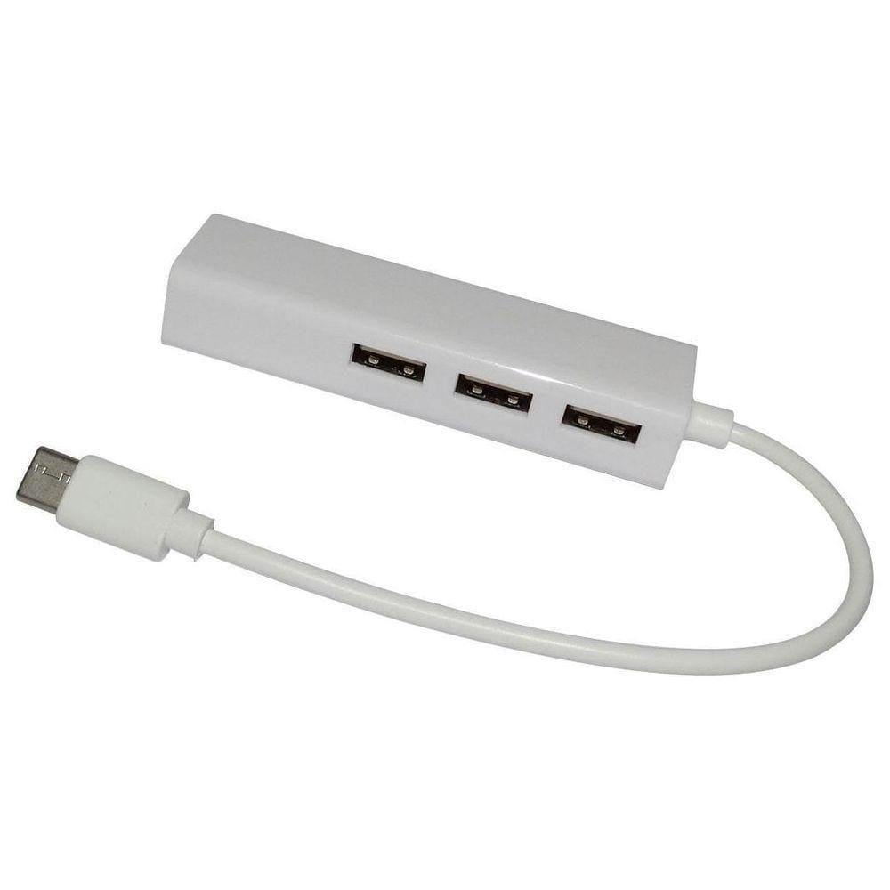 Cabo Adaptador Hub Usb Type C Rj45 3 Portas