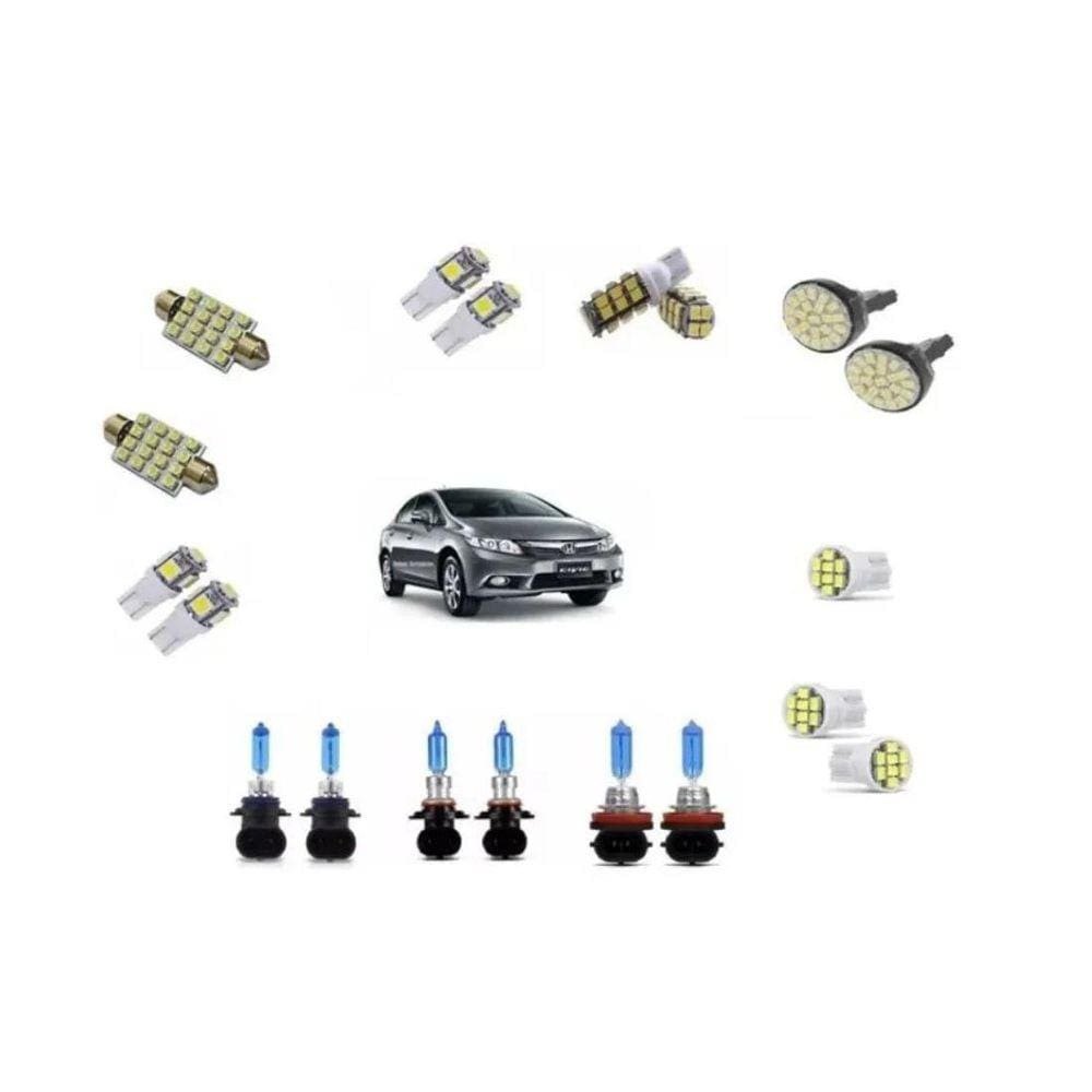 Kit Lâmpadas Super Branca Farol/Milha + Led Civic 2013/2014