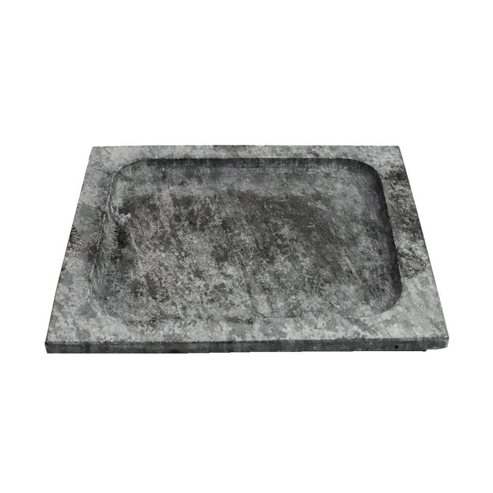 Prato Quadrado Raso Servir Porção em Pedra Sabão G 24x24