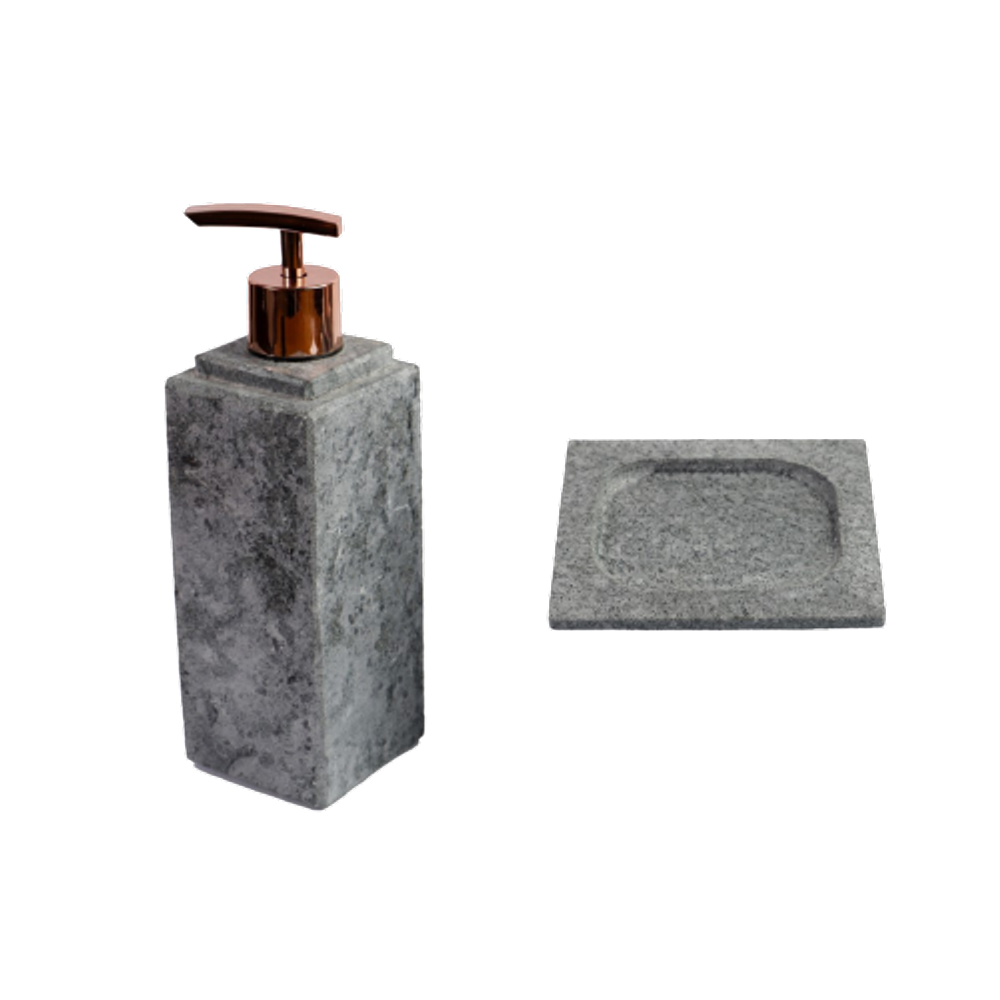 Kit Banheiro Bancada Lavabo Luxo em Pedra Sabão N02 Rosê