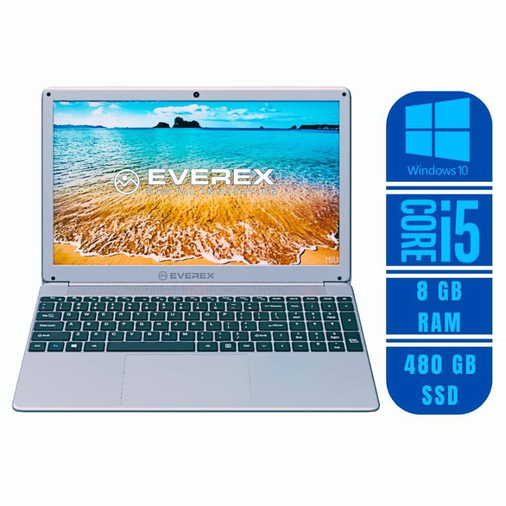 Notebook Intel Core i5, Tela 15.6” Full HD IPS, 8GB, 480 SSD e Windows 10 -  Everex | Extra