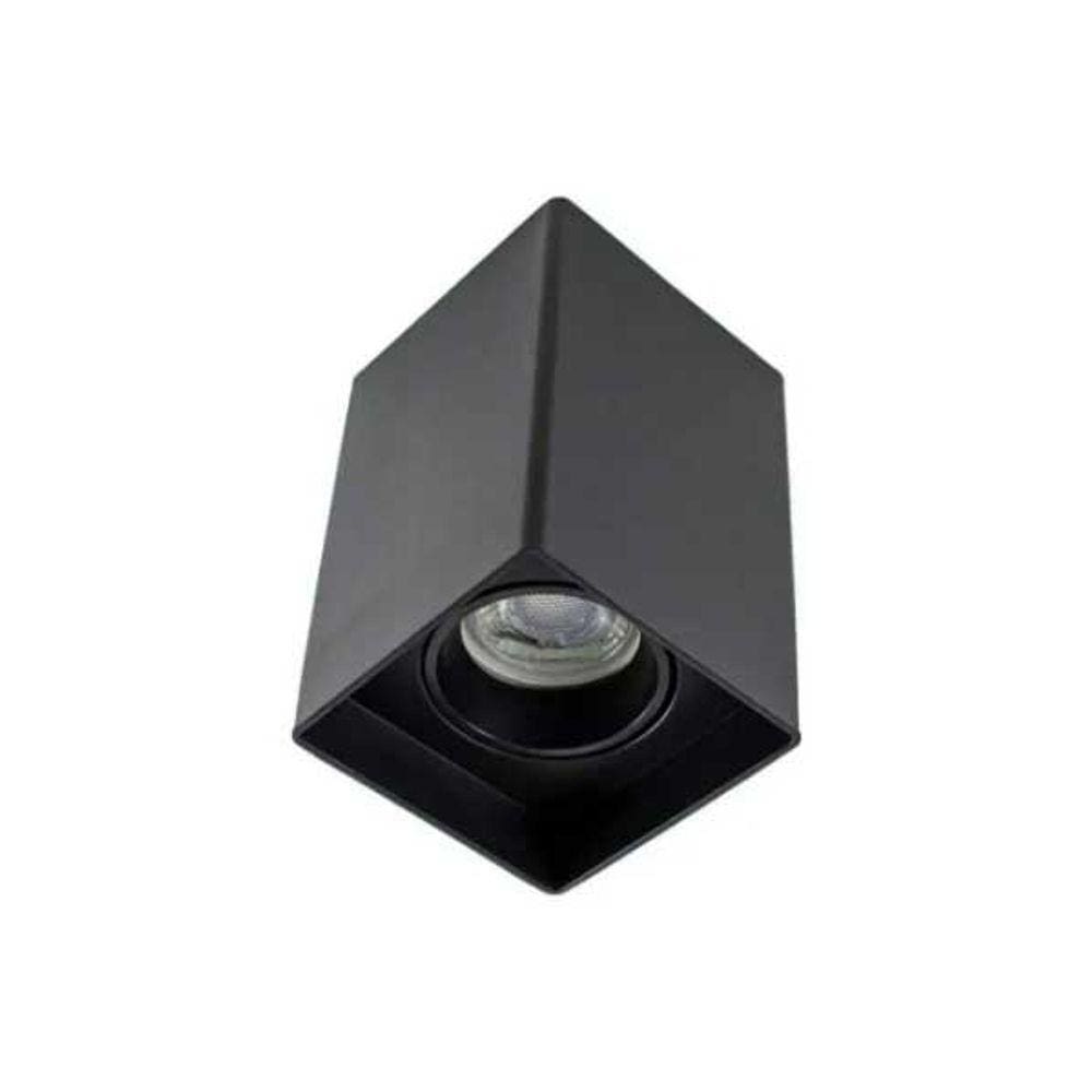 Plafon Spot Sobrepor MR16 Dicroica Quadrado Recuado Preto 12,5cm Evoled