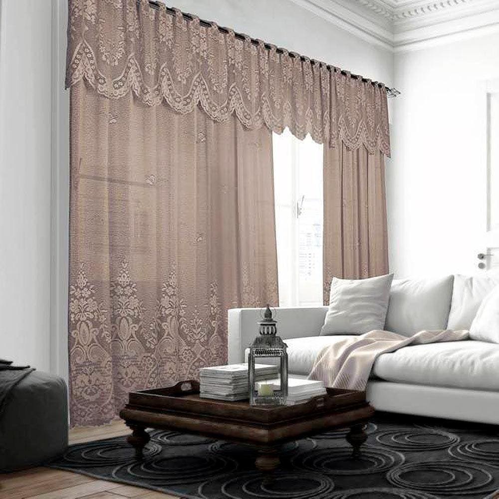 Cortina De Renda Clássica Irlanda Com Bandô Interlar Desert