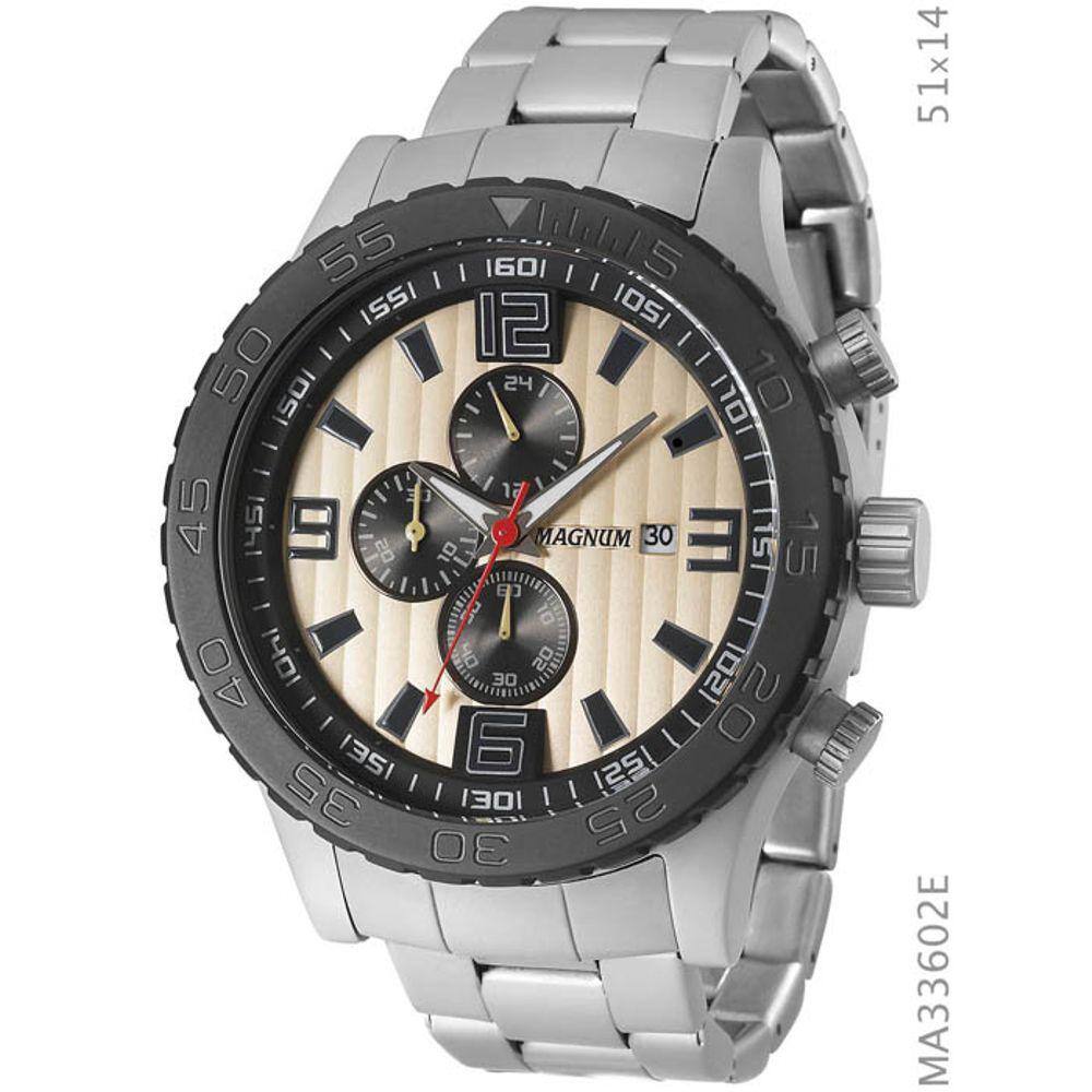 Relógio Magnum Masculino Sports MA33406P Pulseira de Couro