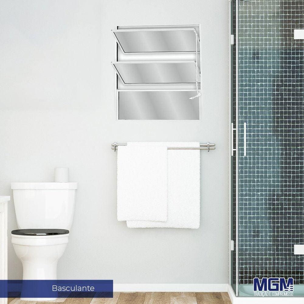 Janela Basculante com 2 básculas e 1 fixo 60x80 MGM Branco
