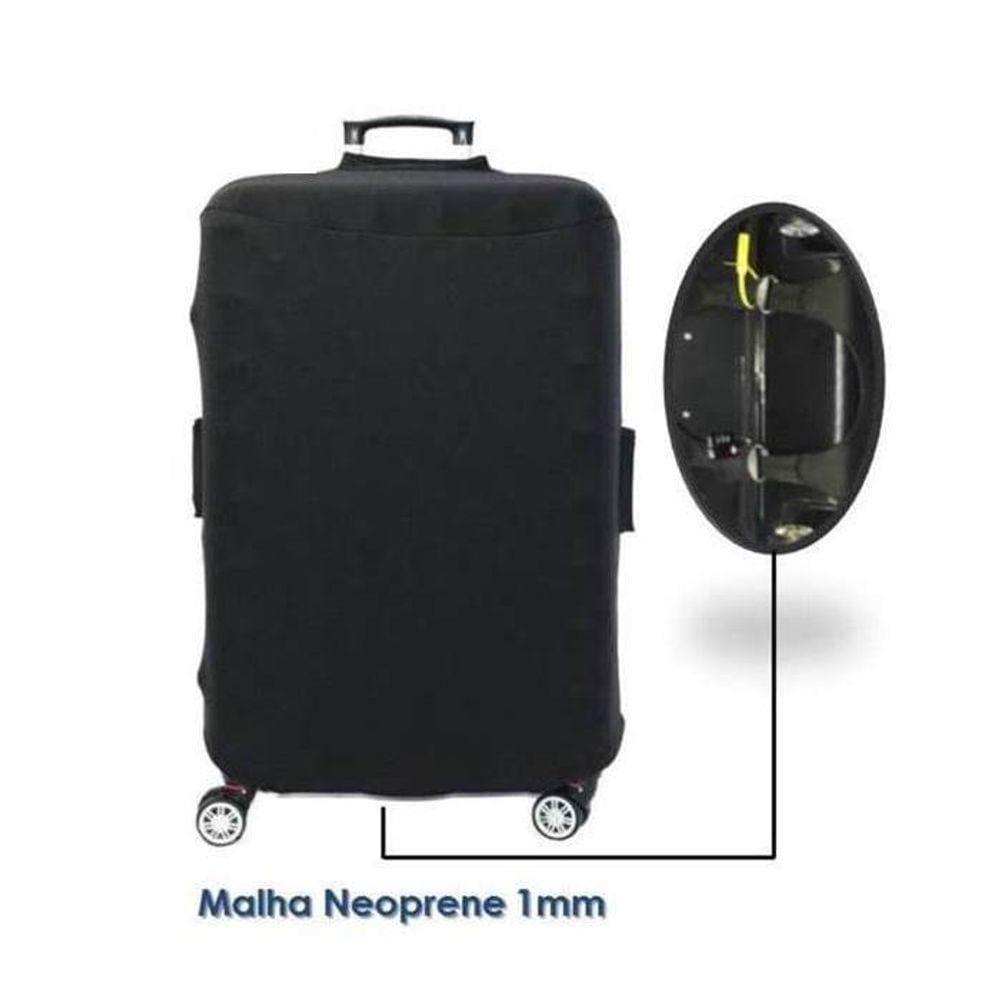 Capa para Mala de Viagem Malha Neoprene Preta Tam. G
