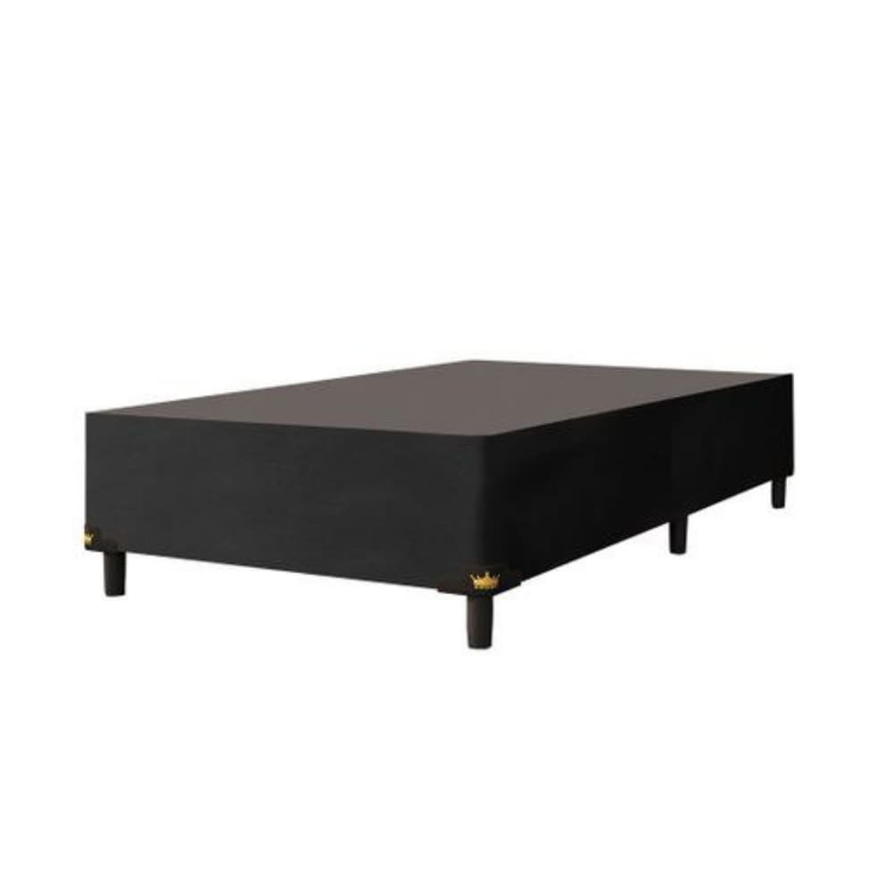 Base Cama Box Solteiro Corino Preto 88x188x35