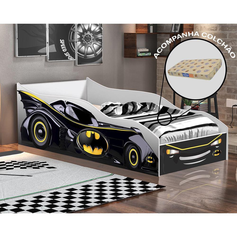 Cama Quarto Infantil Carro com Colchão