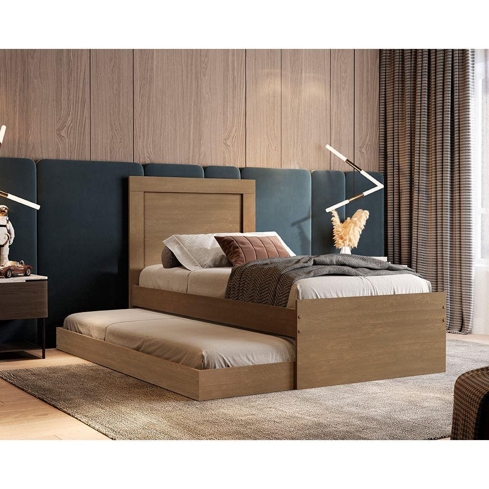 Cama Quarto Solteiro Bibox Luara com Auxiliar