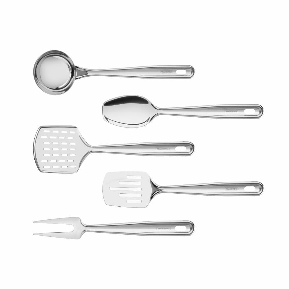 Kit Utensílios de Cozinha para Servir e Preparar Extrata Aço Inox 5 Peças - Tramontina