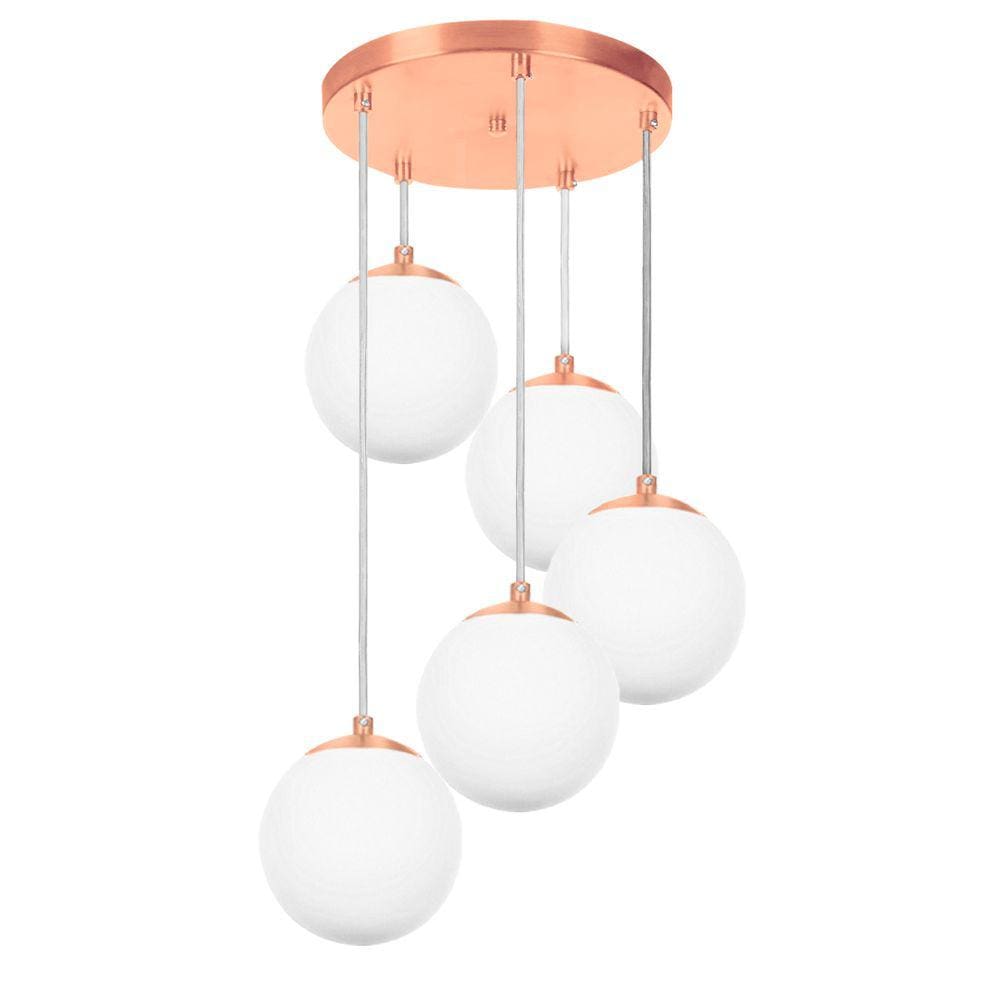 Lustres Pendentes Quíntuplo Orby Bolinha New Cobre