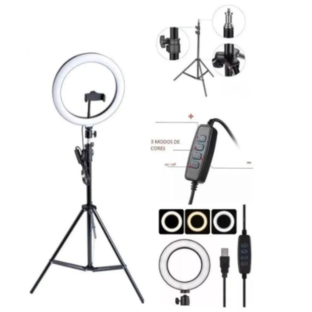 Ring Light Maquiagem 26Cm 10 Polegadas Com Tripé 2,10M