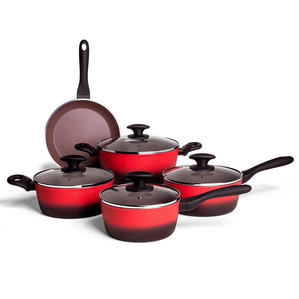 Jogo De Panelas Brinox 5 Peças Indução Prime Vermelho