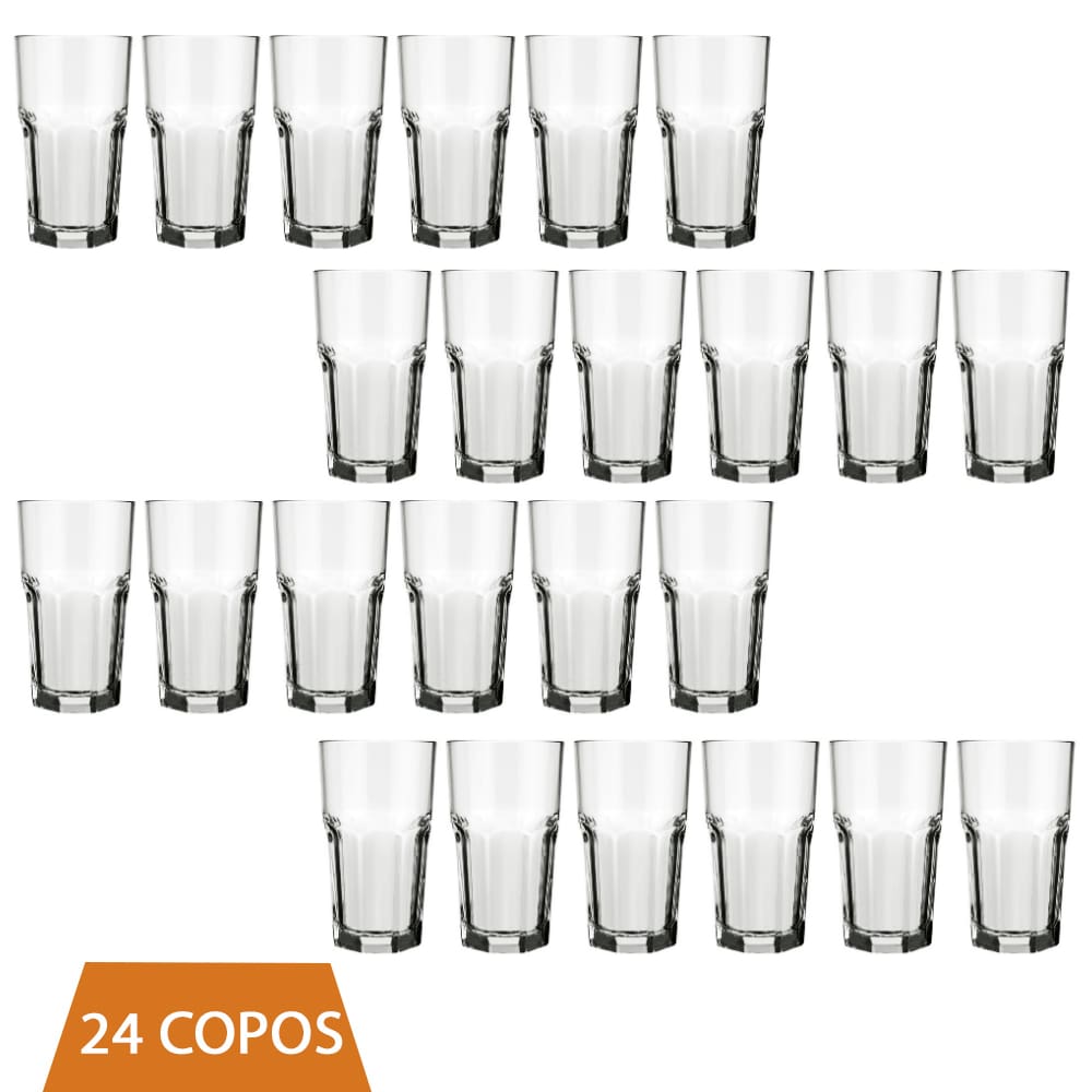 Conjunto 24 Copo Bristol Transparente 340ml Vidro Drinks