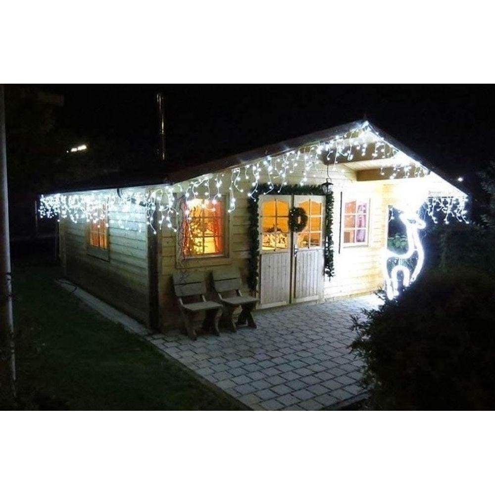 Cascata 400 Leds 10M Branco Frio A Prova De Agua Fio Branco 220v