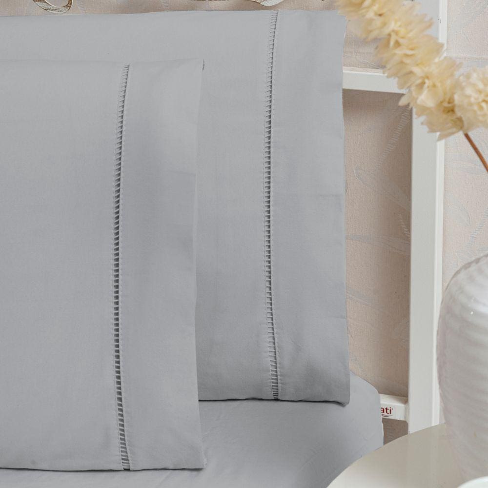 Fronha Avulsa 100% Algodão 400 Fios Cinza