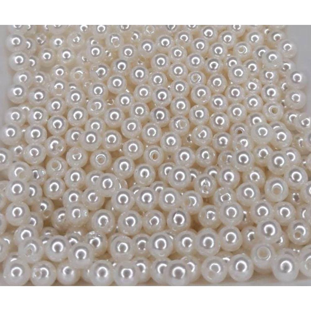 Perolas Abs Inteira 6mm Cor Creme 50 Gramas
