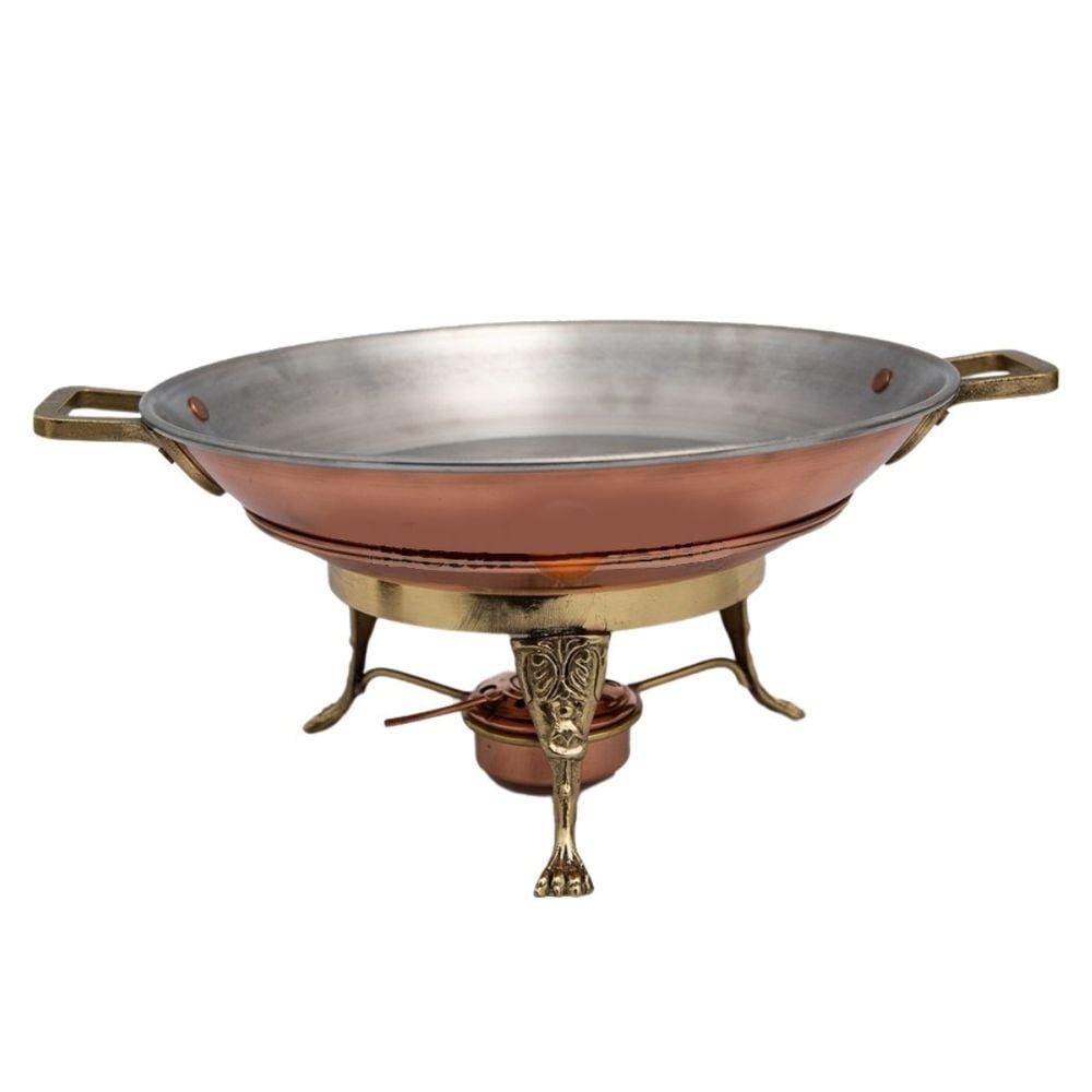 Rechaud Fogareiro Bandeja Cobre Puro Banho Maria Buffet 33cm