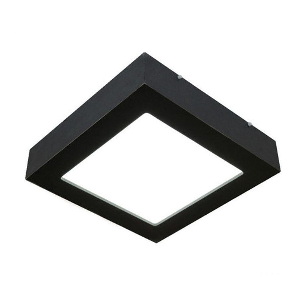 Plafon Led Sobrepor Valencia 16W 26x26 3000K Preto Bivolt