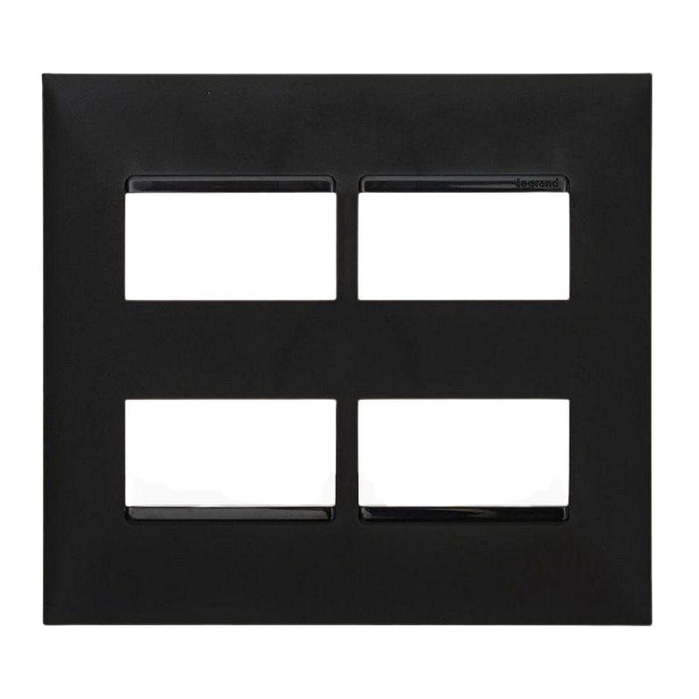 Placa 4X4 2+2 Postos Separados Preta Pial Plus+ Legrand