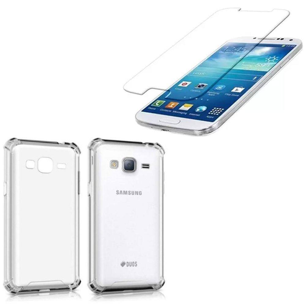 Kit Capa Antichoque Película De Vidro Para Samsung J5 Metal | Extra